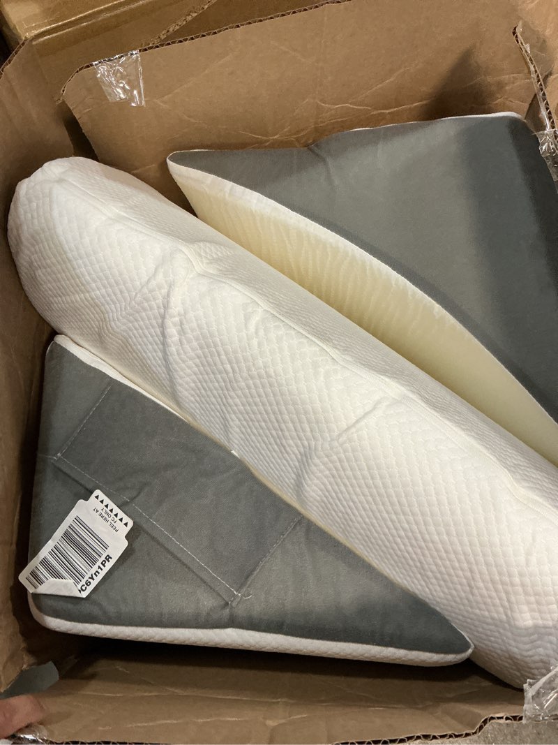 Condition photo showing As Is for wedge pillow set for after surgery – 4pcs orthopedic bed wedge pillows for sleeping – adjustable memory foam triangle support for back pain relief, acid reflux & recovery (grey)