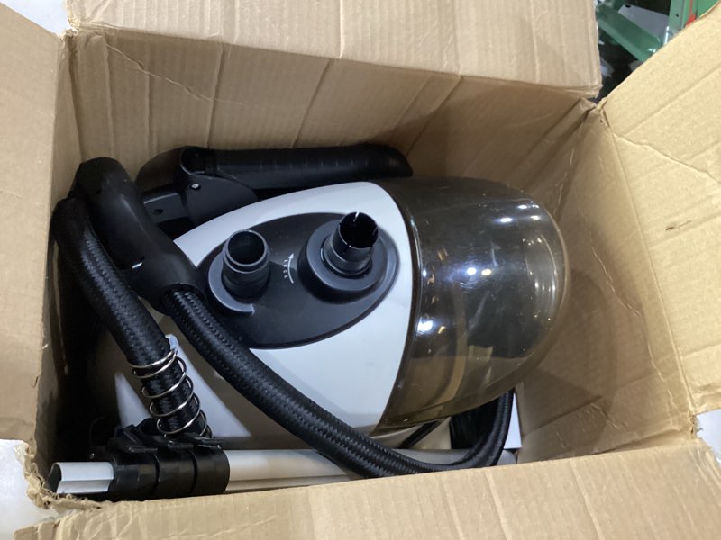 Condition photo showing As Is for SALAV GS18 Full-Size Clothes Steamer - 1500W Power, 1.8L Water Tank, 60-Min Garment Steam, Iron Clothing, Adjustable Pole & Wheels for Easy Storage, Professional Standing Steamer for Clothes, White A-White