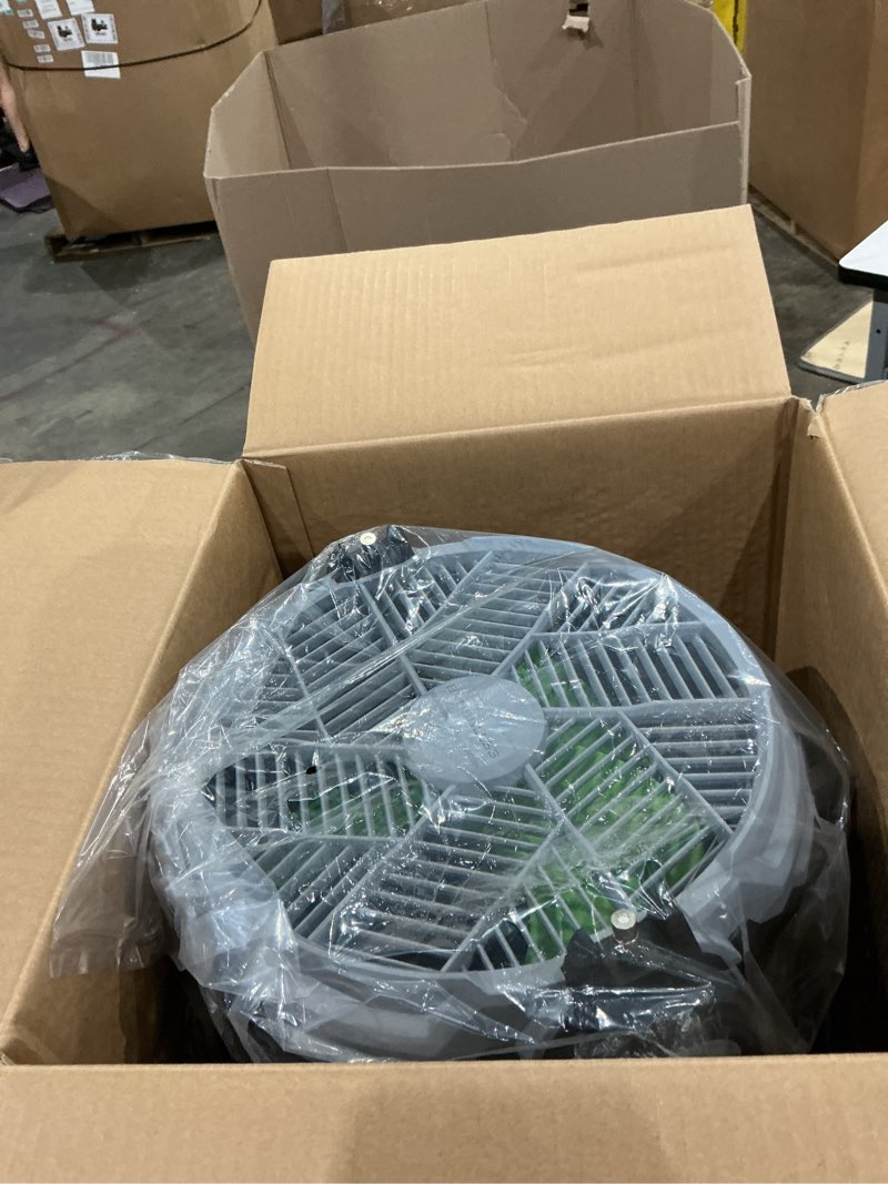 Condition photo showing As Is for ego 19.49 in. h 5 speed oscillating misting fan remote control