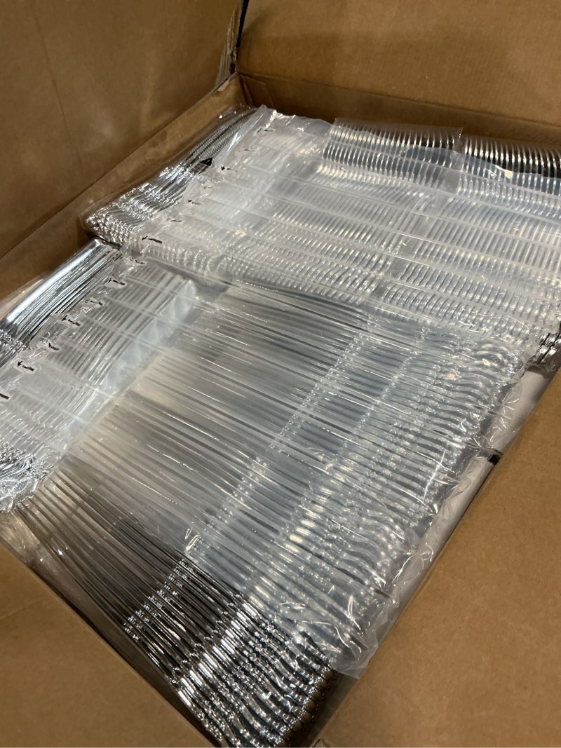 Condition photo showing Good Condition for youbet 700pcs silver plastic plates - white and silver disposable plates - silvery plastic dinnerware set - include 200 plates, 300 heavy duty silverware, 100 cups and 100 napkins for wedding & party