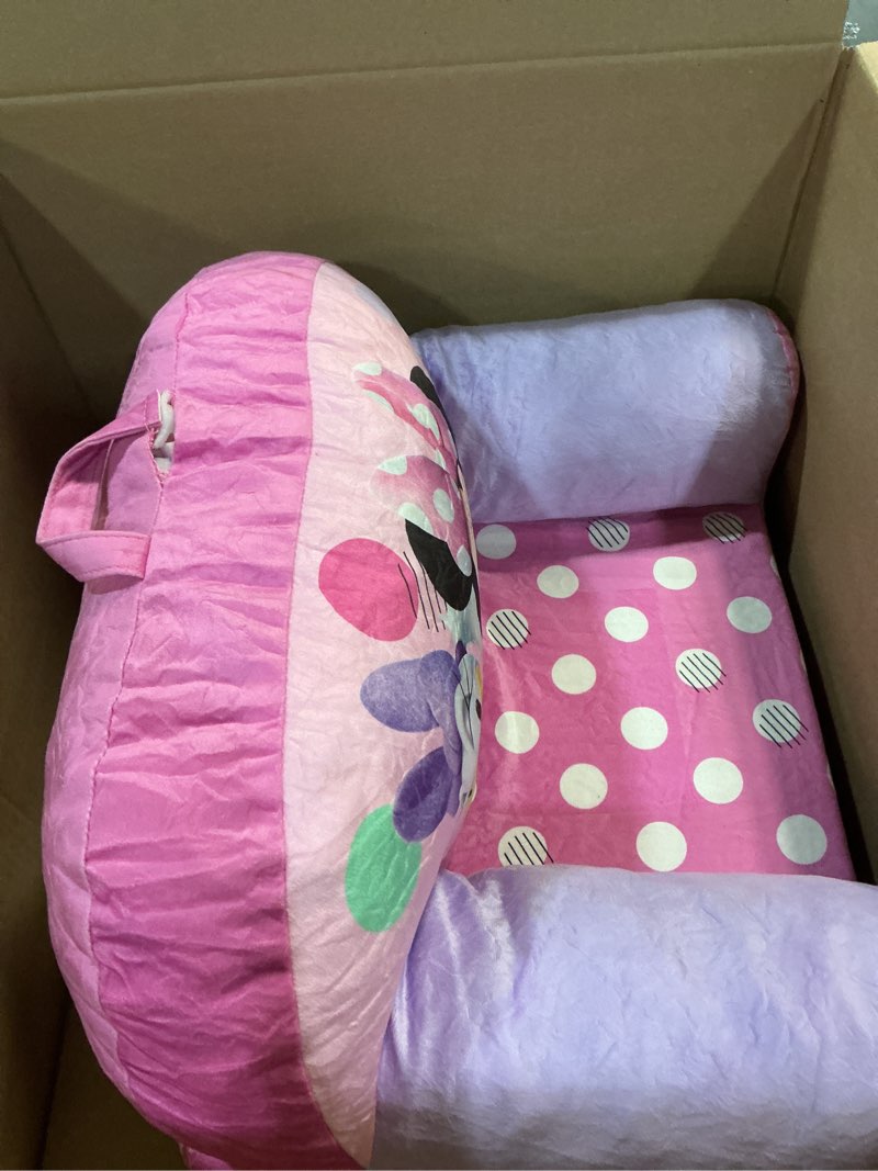 Condition photo showing As Is for delta children - minnie mouse cozee buddy flip-out kids chair, pink