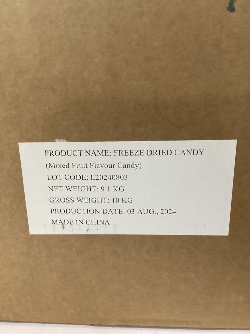 Condition photo showing As Is for firstchoicecandy sour freeze dried ball candy (2 pound (pack of 1)), similar to stock photo, best by 8/3/24