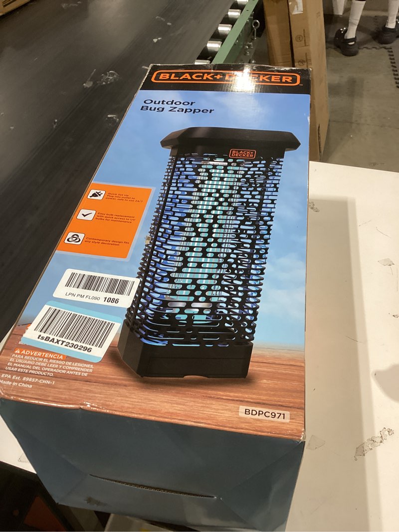 Condition photo showing As Is for bug zapper & fly trap-mosquito repellent- gnat killer outdoor & indoor electric uv bug catcher for insects- 2 acre coverage for home, deck, garden, patio commercial strength