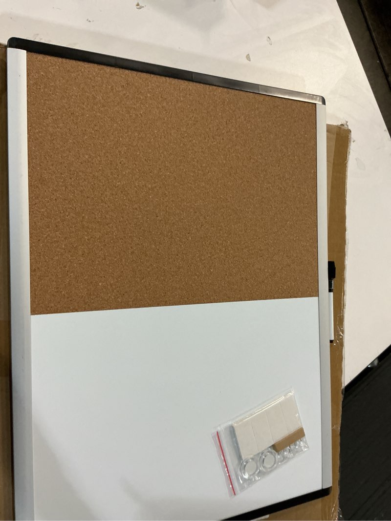 Condition photo showing Good Condition for Amazon Basics Rectangular Magnetic Whiteboard & Cork Board Combo for Home, Office and Classroom, Plastic/Aluminum Frame, White,Yellow, 17" x 23" White,yellow 23"W x 17"H