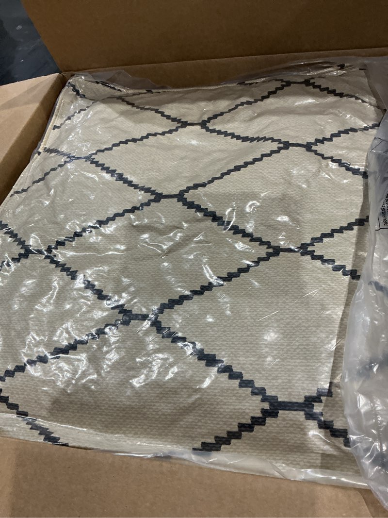Condition photo showing Good Condition for arden outdoor dining chair cushion, 20 in x 20 in, weather-proof, rain-proof, fade resistant patio cushion for patio, dining, or rocking chairs 20 x 20, sapphire morrison floral 20 x 20 high back (1pk) sapphire morrison floral