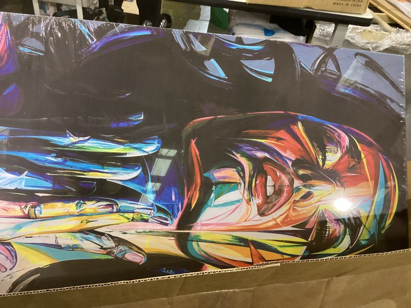 Condition photo showing Good Condition for Pop Art Banksy Street Art Colorful Graffiti Print Picture Woman Graffiti Canvas Painting Wall Decor for Living Room Canvas Framed Wall Artwork Modern Home Decor Ready to Hang-28x44 Inch Street Girl-colorful 44"L x 28"W