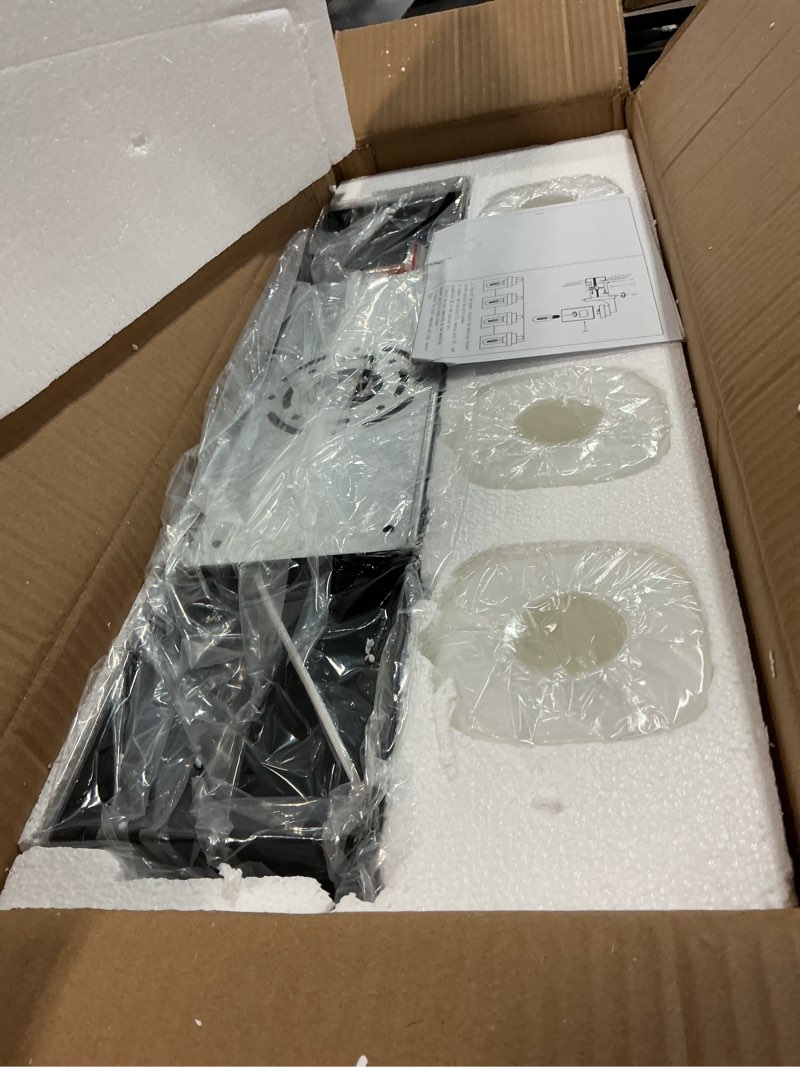 Condition photo showing New/Like New for 4-Light Black Bathroom Light Fixtures, Vanity Lights for Bathroom Mirror Lamp with Milky White Square Glass Shade, E26 Base Modern Wall Sconce Light Kitchen Light Fixtures Led Vanity Black 4-Light