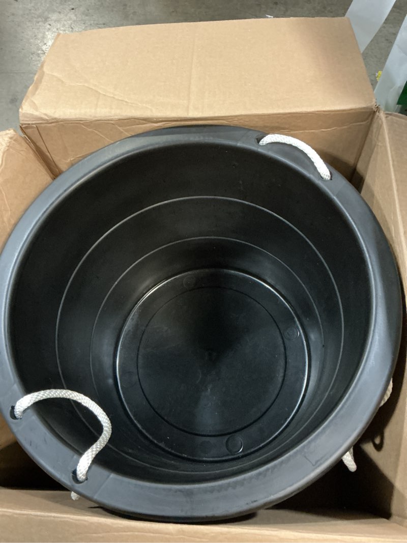 Condition photo showing Good Condition for united solutions 19 gallon rope handle tub, 2-pack, heavy-duty organization and easy-access storage tub, multi-purpose, made with rugged plastic, black