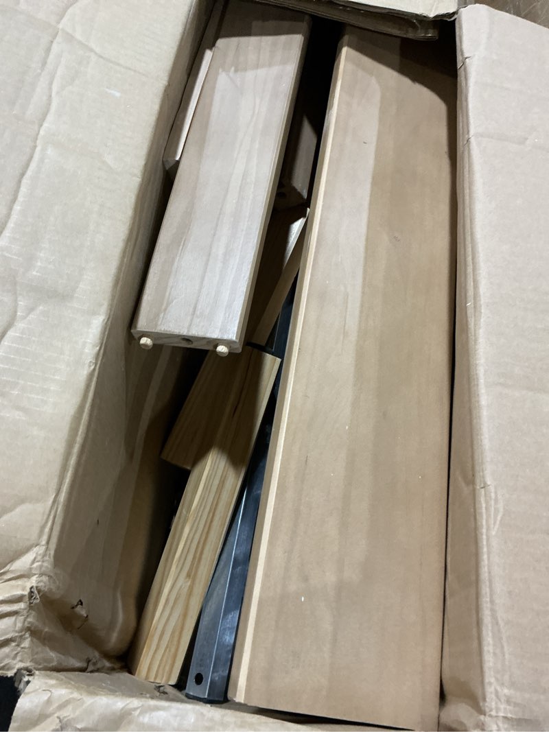 Condition photo showing As Is for  simple pine wood design with a slatted base (unknown size)