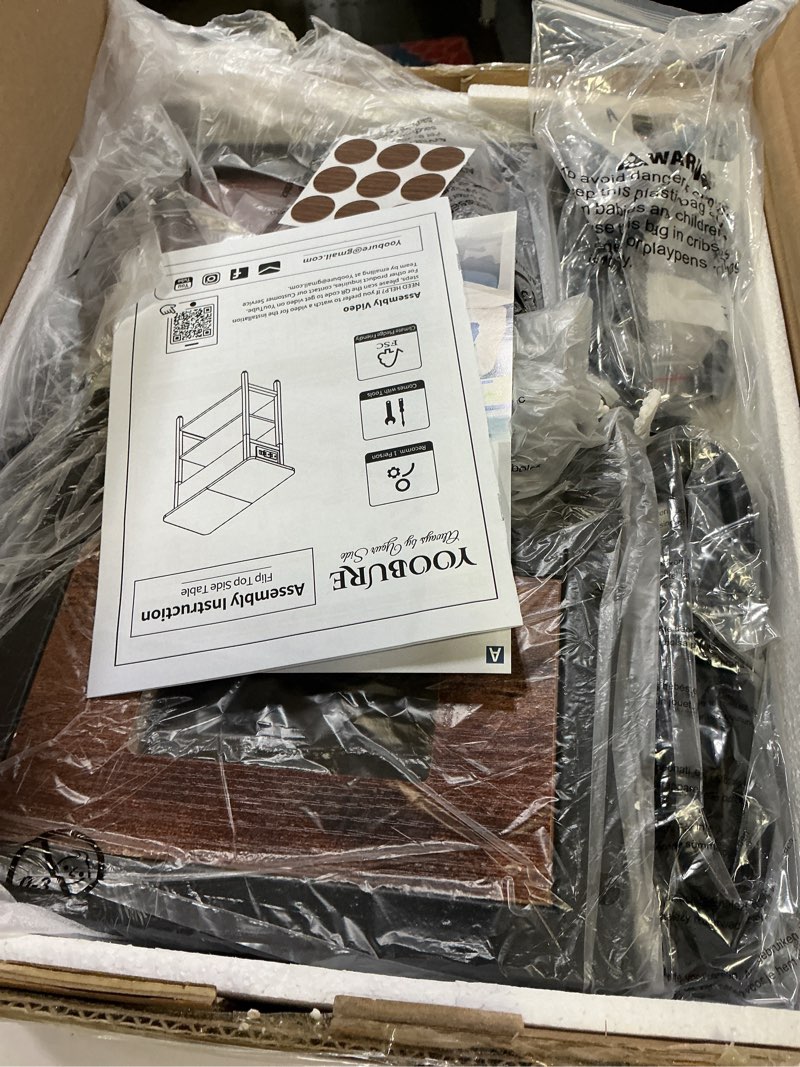 Condition photo showing Good Condition for yoobure end table with charging station, flip top side table with usb ports and outlets, sofa couch table bedside table for living room bedroom, narrow nightstand with storage shelves for small space berry brown