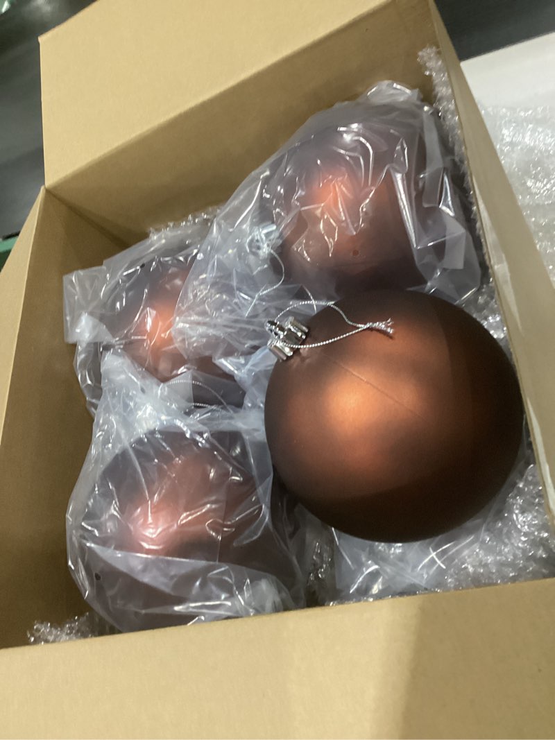 Condition photo showing New/Like New for Poen 12 Pcs 6 Inch Extra Large Christmas Ball Ornaments Giant Jumbo Christmas Tree Ball Decoration Shatterproof Huge Big Xmas Hanging Ornaments for Indoor Outdoor Holiday Party Decor(Brown)