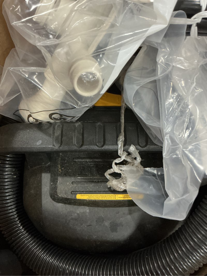 Condition photo showing As Is for dewalt stealthsonic quiet 6-gallons 4-hp corded wet/dry shop vacuum with accessories included