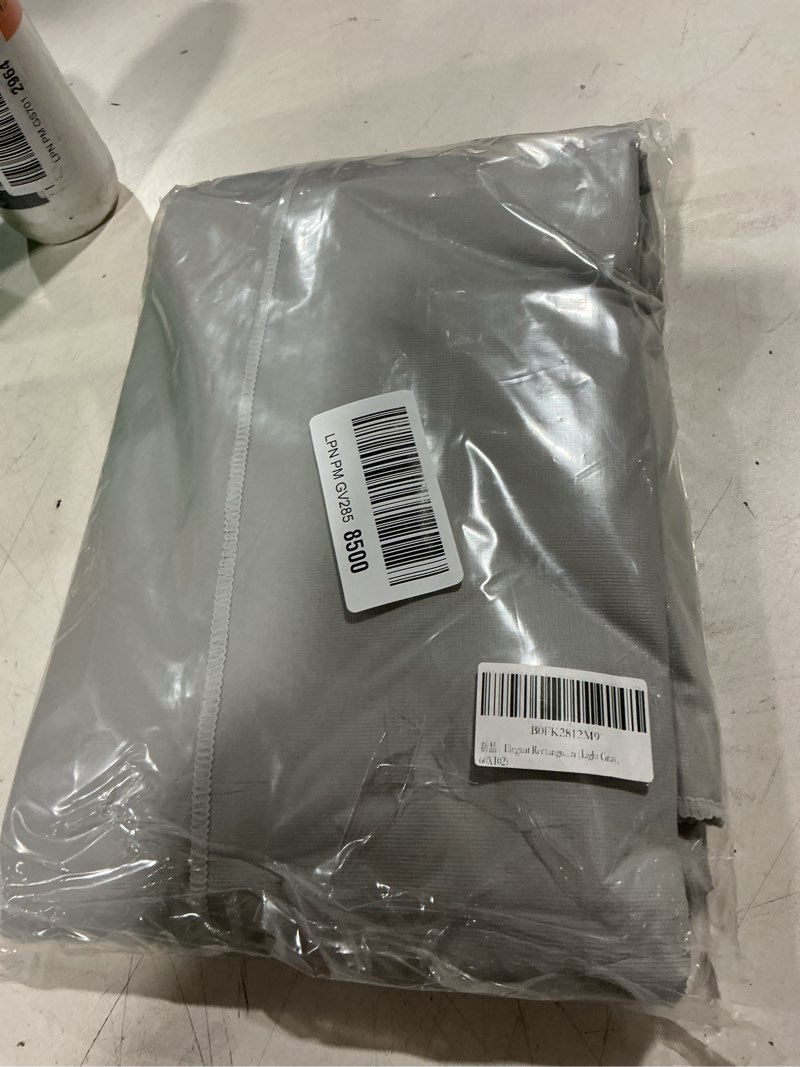 Condition photo showing New/Like New for elegant rectangular tablecloth, 100% waterproof vinyl, solid color tablecloth, modern minimalist style, suitable for dining/gathering/picnic/kitchen table decoration (light gray,102"x60" rectangular) light gray 102" x 60" (rectangular)