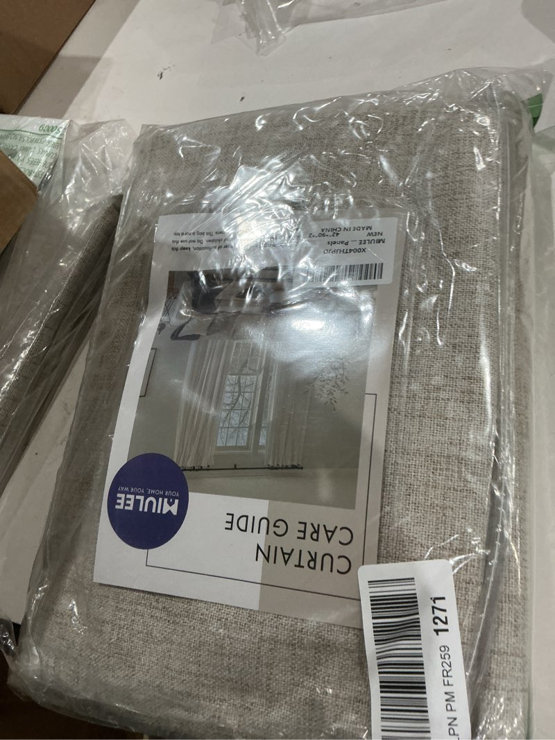 Condition photo showing Good Condition for miulee 100% blackout linen curtains for bedroom, khaki solid luxury decor thermal insulation room darkening drapes for living room nursery back tab rod pocket 42 x 90 inches, 2 panels khaki 42"w x 90"l (pack of 2)