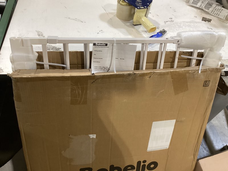 Condition photo showing Good Condition for babelio removable & no bottom bar baby gate, 29-43", 36" h hardware mounted (drill needed)| wide walk-thru| auto-close safety dog/pet gate for stairs & doorways (white) white 29-43" w, 36" h