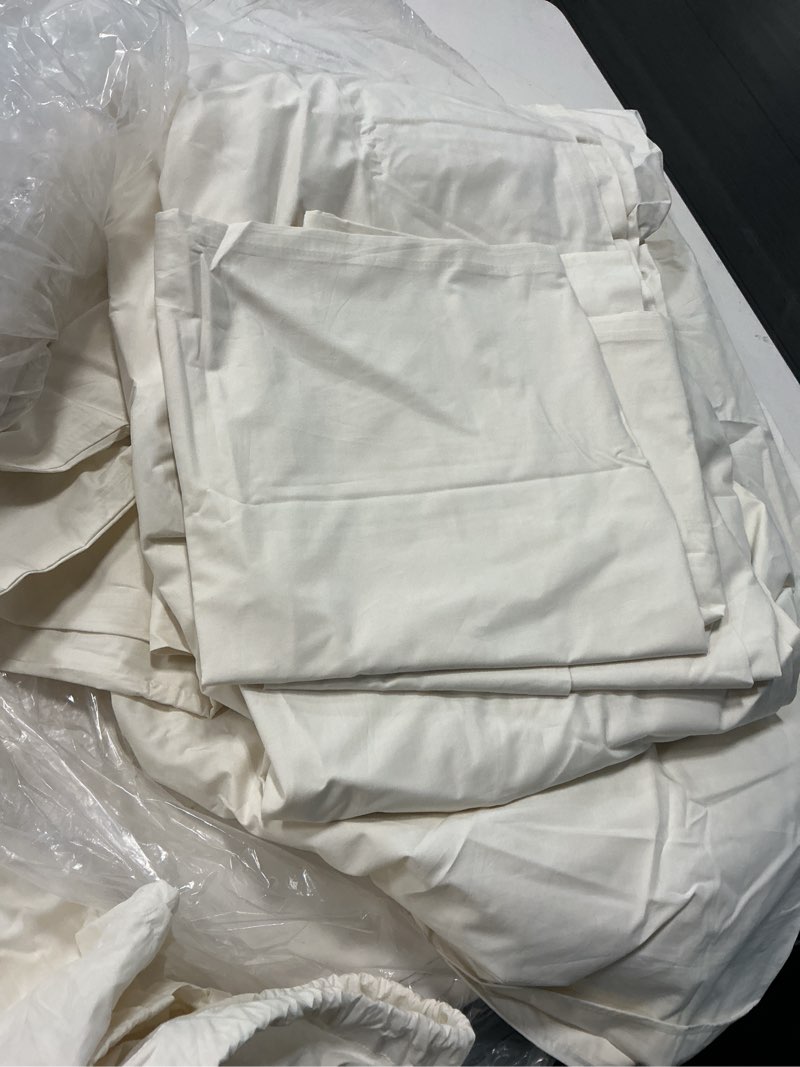 Condition photo showing Good Condition for organic brushed cotton duvet cover set, king/cal king, ivory