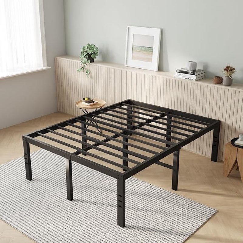 Novilla Bed Frame Queen Size, 18 Inch Simplicity Metal Platform Queen Bed Frame with Underbed Storage, No Box Spring Needed, Heavy Duty Steel Slat Support, for Bedroom, Guest Room, Noiseless