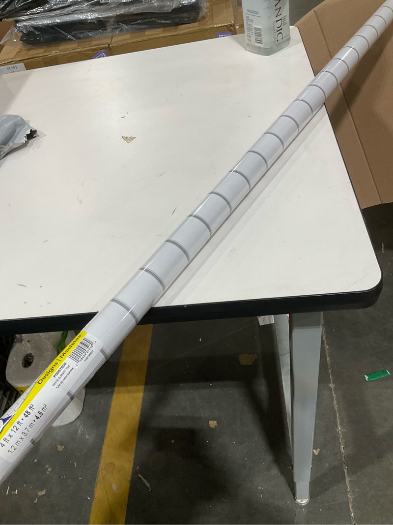 Condition photo showing New/Like New for Fadeless Bulletin Board Paper, Fade-Resistant Paper for Classroom Decor, 48” x 12’, White Subway Tile, 1 Roll White Subway Tile 47.25 x 144 inches
