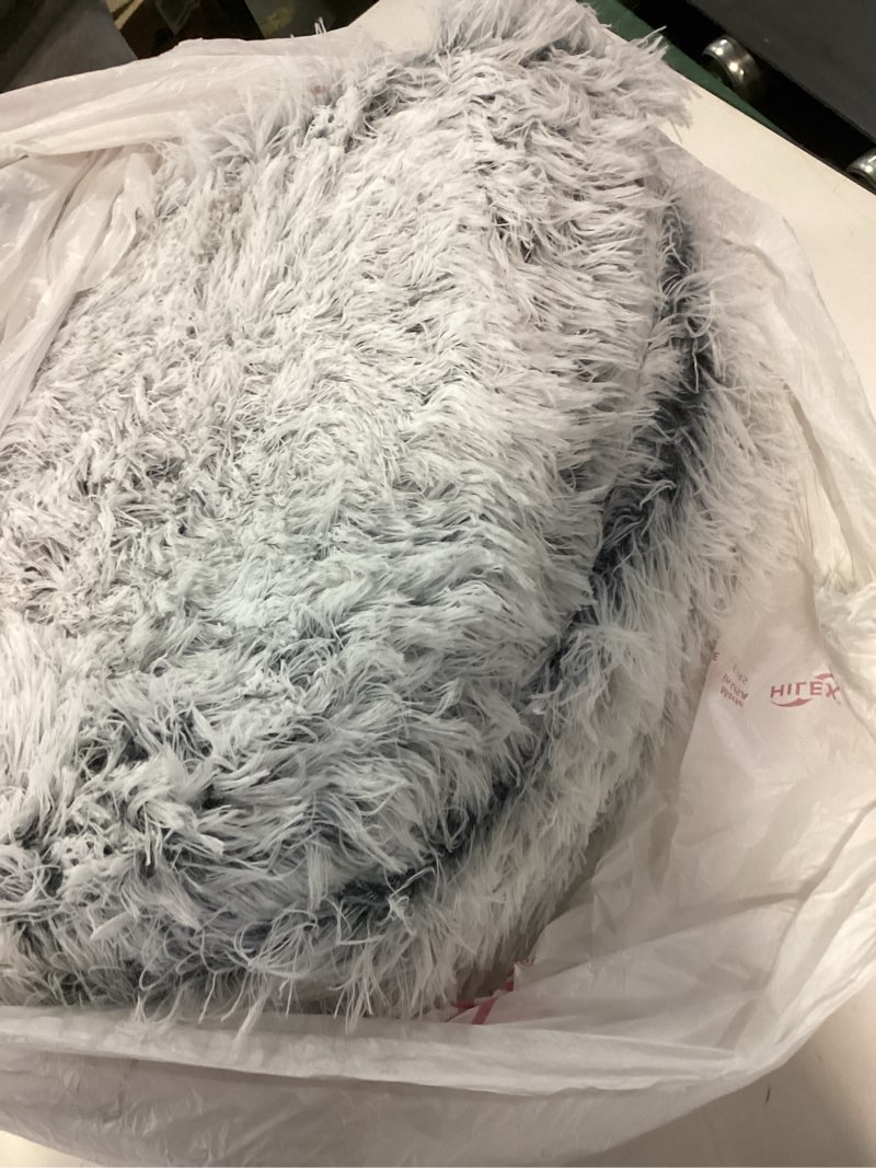 Condition photo showing As Is for Calming Cat Beds, Fluffy Plush Round Cat Cave Washable, Cozy Warming Anti-Slip Small Dog Bed for Puppy and Kitten, Soft Anti Anxiety Pet Nest (20×20 inch, Grey) Grey 20.0"L x 20.0"W x 6.0"Th