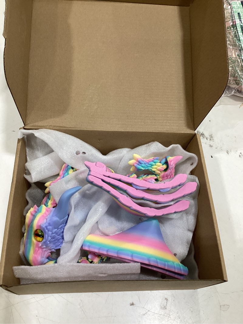 Condition photo showing Good Condition for giant extra large 3d printed dragon with wings, durable pla construction, printed over 27 hours, articulated fantasy dragon for display, desk decor & stress relief for teens (rainbow)