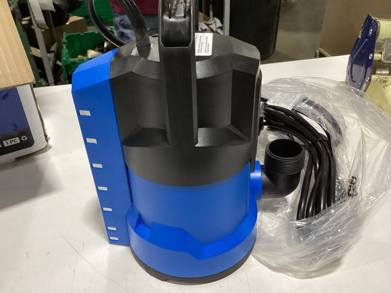 Condition photo showing New/Like New for FOTING Sump Pump 3/4HP Automatic Submersible Water Pump, 2400GPH Thermoplastic Electric Portable Transfer Water Pump for Swimming Pool Garden Pond Basement with 16ft Cord, Drain Down to 0.04inch Drain Up to 0.04inch