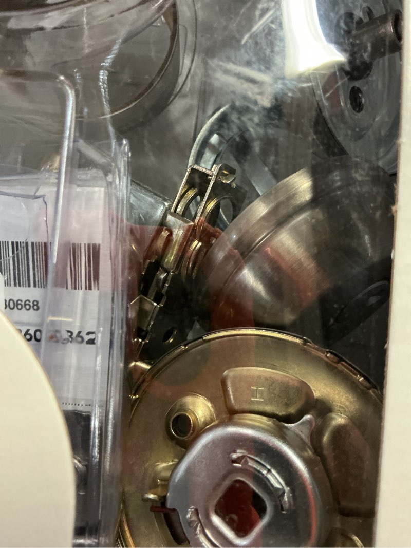 Condition photo showing As Is for schlage georgian satin nickel deadbolt and entry door knob 1-3/4 in.