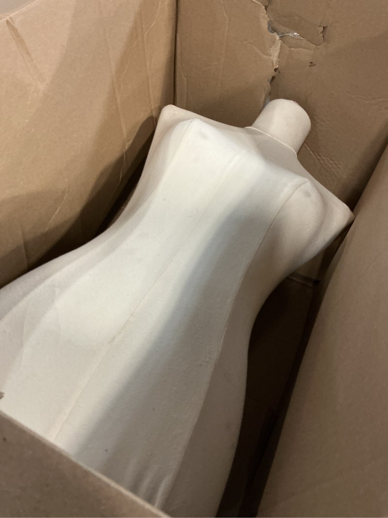 Condition photo showing As Is for (Incomplete,missing base )SHAREWIN Mannequin Torso Dress Form 40.55-73.23 Inch Height Adjustable Female Model Display Mannequin Body with Metal Bracket and Rectangular Base for Sewing Dressmakers Dress Jewelry Display, Beige