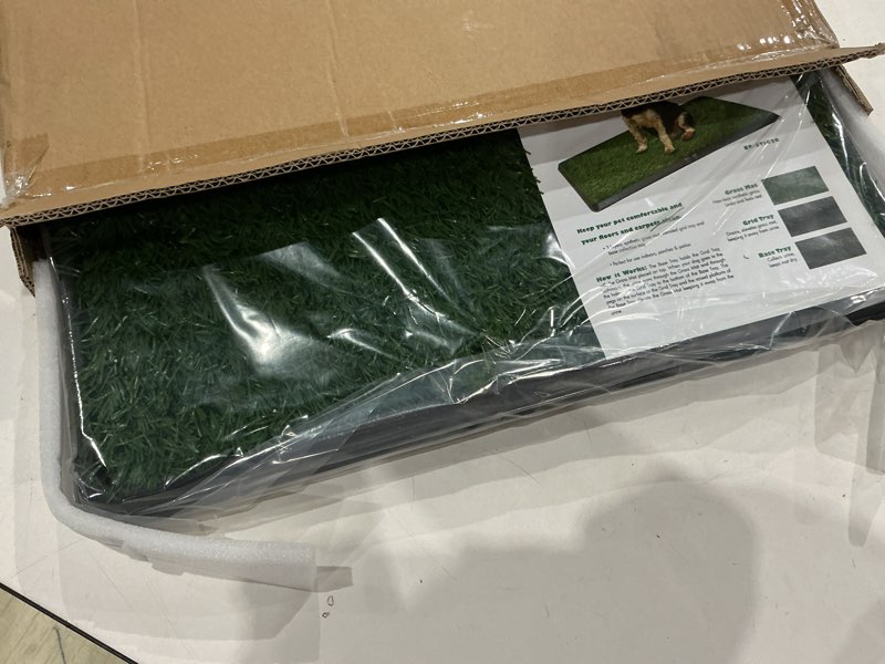 Condition photo showing Good Condition for artificial grass puppy pee pad for dogs and small pets - 16x20 inch, reusable 3-layer potty training pad with tray - dog house and pet supplies by petmaker small 3-layer system