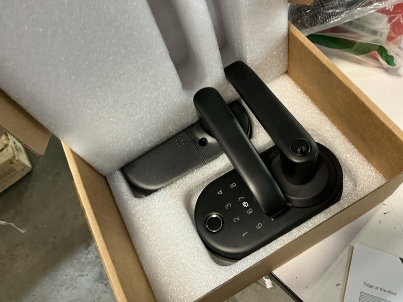 Condition photo showing Good Condition for amazon basics traditional electronic keypad, keyless entry door lock deadbolt with handle set, key pad front door with knob, traditional door locks for front door, door handle, matte black, 1-pack matte black 1-pack