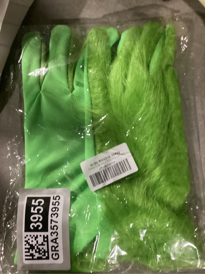 Condition photo showing Good Condition for Green Santa Claus Costume for Men 1 pair Christmas Deluxe Santa Suit Green Outfit (Gloves)