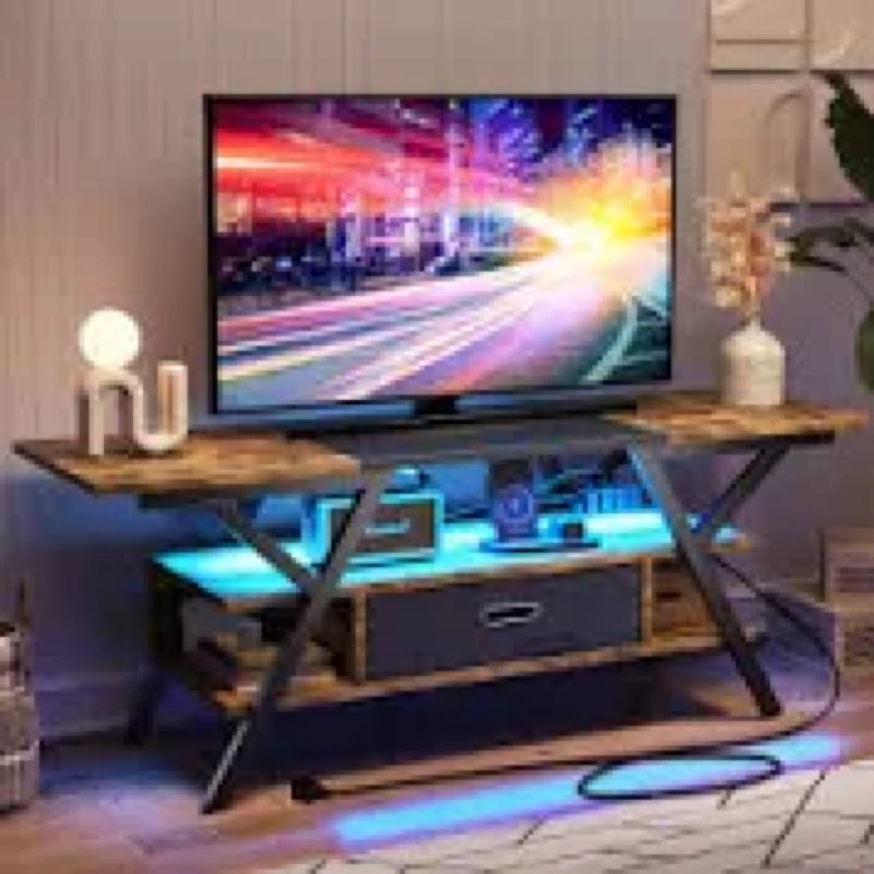  Brisna 55\" TV Stand, Modern Entertainment Center with Power Sutle