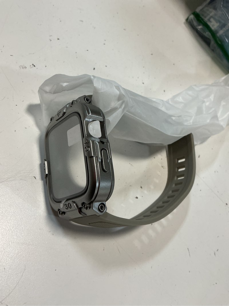 Condition photo showing Good Condition for dsytom waterproof case with band compatible for apple watch band 46mm 45mm 44mm 42mm(s11/10) 41mm 40mm for men,rugged smartwatch strap with built-in tempered glass screen protector for iwatch series 11/10/9/8/7/6/5/4/se titanium 44mm(series 6/5/4/se)