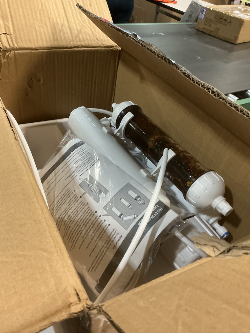 Condition photo showing As Is for 4 Stage Reverse Osmosis/Deionization Water Fliter System, 50 GPD Tankless Reverse Osmosis Water Filtration System for Aquarium with DI Water Filter