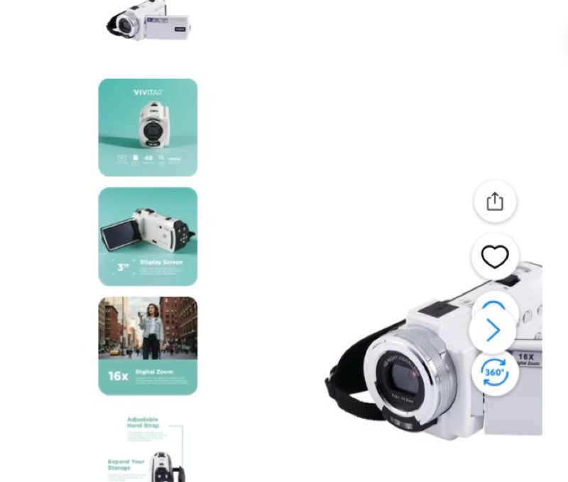 vivitar popcam digital camcorder, 48mp, full hd 1080p video camera with 3" flip screen, 16x digital zoom, built-in microphone, compact vlogging camera for beginners, travel, & family recording