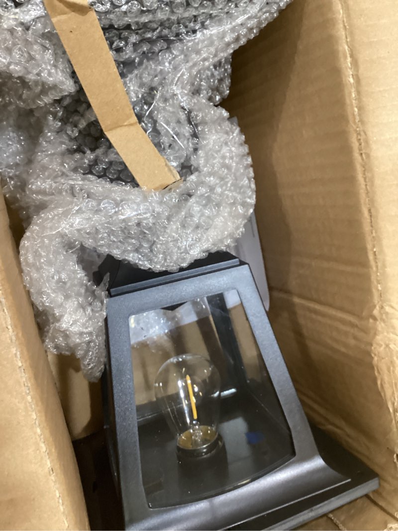 Condition photo showing Good Condition for pasamic solar post light, 3000k (warm white) dusk to dawn outdoor solar lamp with aluminum base, waterproof pillar light for fence, garden, yard, patio, outside decoration 1 pack black