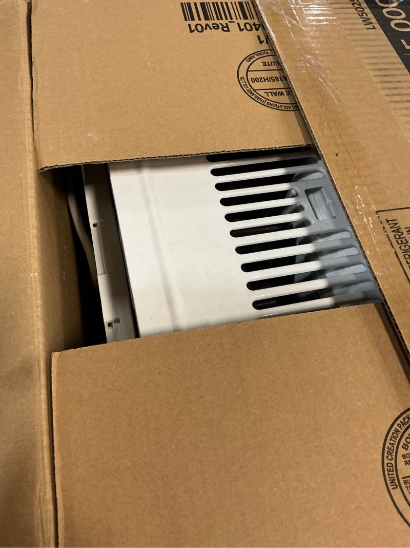 Condition photo showing As Is for lg 5000 btu window air conditioner with remote, easy mechanical control ultra-quiet compact-size cools 150 sq.ft. for small room, washable filter ac unit easy installation white lw5025r 5000 btu remote white