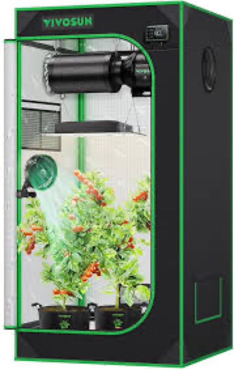 VIVOSUN S224 2x2 Grow Tent, 24"x24"x48" High Reflective Mylar with Observation Window and Floor Tray for Hydroponics Indoor Plant for VS1000