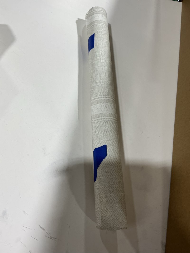 Condition photo showing As Is for Chesapeake 3115-12463 Linette Fabric Stripe Wallpaper , Light Grey