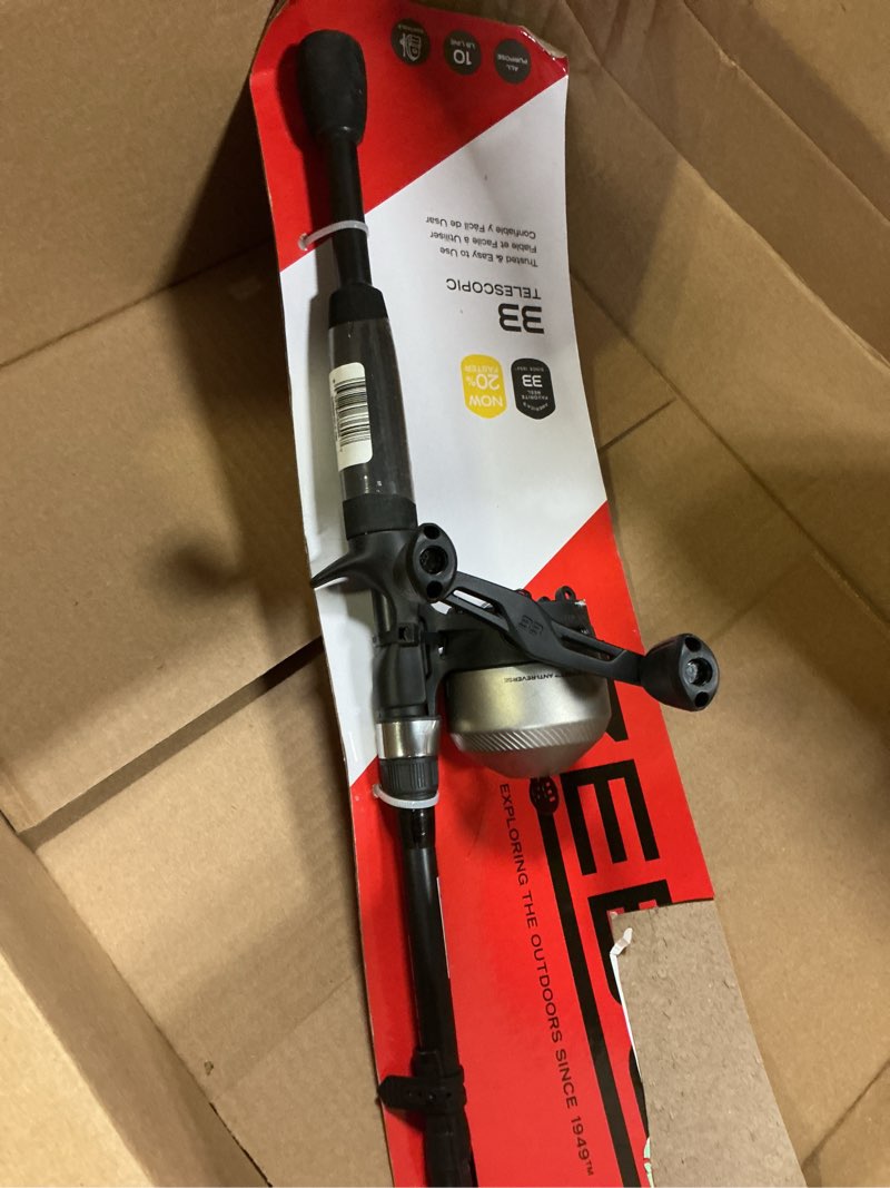 Condition photo showing As Is for Zebco 33 Spinning Reel and Telescopic Fishing Rod Combo 6 Foot - Spincast