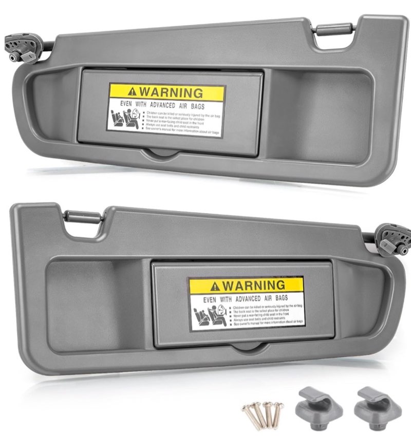 KruzeKraft Left and Right Side Sun Visor Fits for Honda Civic 2006-2011 Dark Grey with Storage Bag F