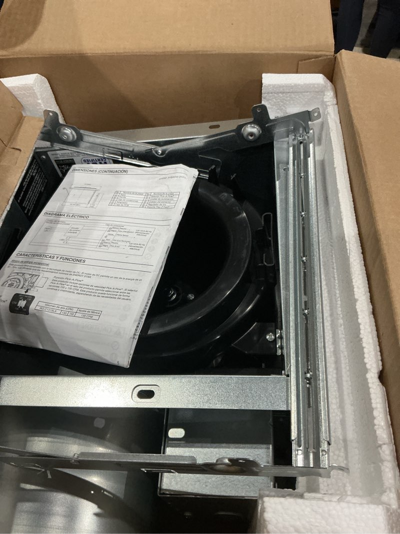 Condition photo showing As Is for panasonic whisperchoice dc 0.3-sone 150-cfm white lighted bathroom ventilator fan, energy star