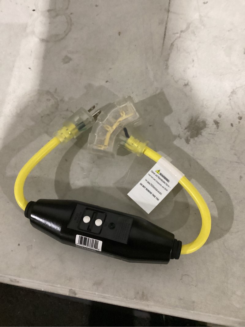 Condition photo showing As Is for 2 ft. 12/3 in-line gfci automatic reset 3-outlet cord