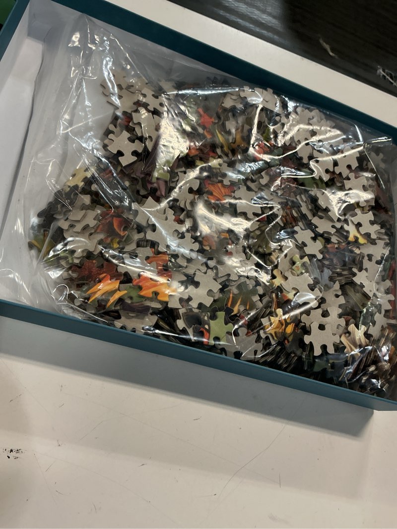 Condition photo showing Good Condition for 1000 piece jigsaw puzzle for adults - colorful magical fox in floral forest, matte anti-glare, unique-shape pieces, 2mm board, frame-worthy 27x19 in gift for women | enjoy complete-set guarantee
