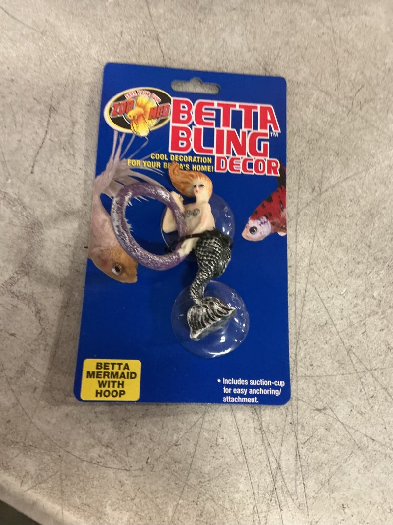Condition photo showing New/Like New for Zoo Med Betta Bling Mermaid Aquarium Ornament with Hoop  Multi-Color  1 Each