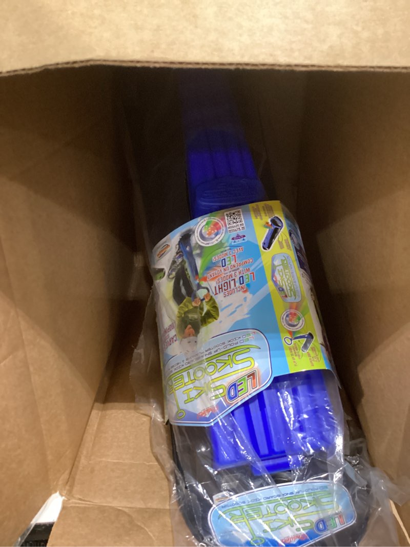 Condition photo showing Good Condition for Geospace Winter Fun Ski Skate, Foldable Snow Scooter, Ski Skooter, Snow Sled, and Kids Snowboard with LED Light – Multi-Purpose Portable Sandboard, Snow Skate, and Kids/Teenager Sled for All Ages Blue