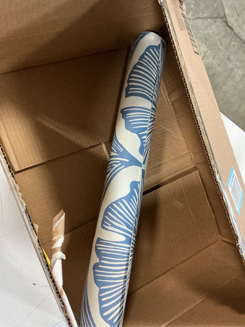 Condition photo showing Good Condition for Tempaper x Novogratz Waverly Blue Feather Palm Removable Peel and Stick Wallpaper, 20.5 in X 9 ft, Made in The USA Waverly Blue 20.5" x 108"