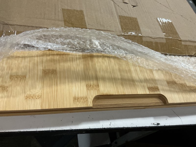 Condition photo showing New/Like New for 30 x 20 extra large cutting board, turkey carving board bamboo meat cutting boards for kitchen with juice groove and handles heavy duty charcuterie board, 4xl, empune 30"l x 20"w