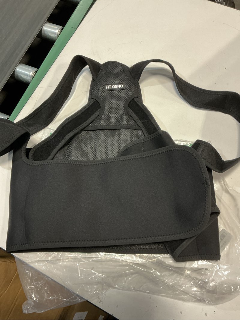 Condition photo showing Good Condition for Fit Geno Posture Corrector for Women and Men - Adjustable Back Brace & Straightener for Scoliosis Hunchback Correction Back Pain Spine Corrector Back Support and Posture Trainer Large/X-Large Black Large/X-Large