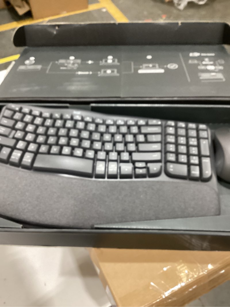 Condition photo showing As Is for Logitech Ergo K860 Wireless Ergonomic Keyboard - Split Keyboard, Wrist Rest, Natural Typing, Stain-Resistant Fabric, Bluetooth and USB Connectivity, Compatible with Windows/Mac, Black Keyboard Only