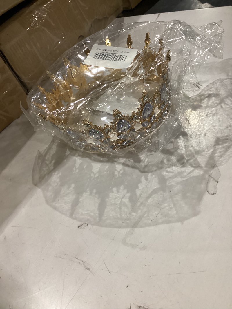 Condition photo showing Good Condition for crown for women, queen crown tiara for birthday wedding party decorations golden gold white